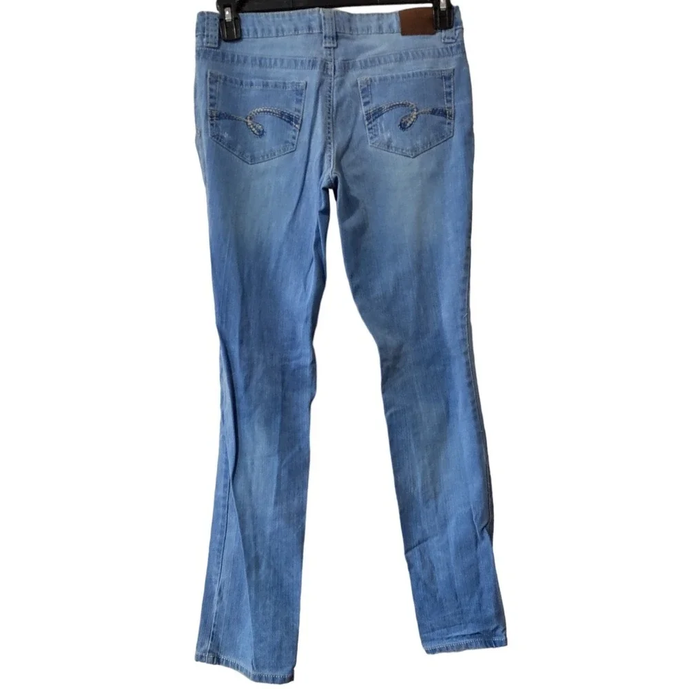 Justice Jeans Juniors 16.5 Simply‎ Low Slim Fit Light Wash Denim Heart Blue Y2K